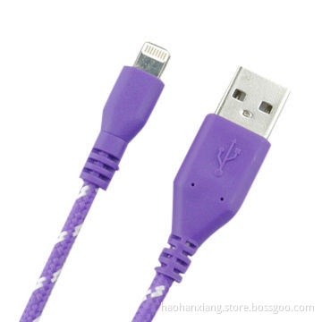 Colourful Round Fabric Textile USB Cable for iPhone 5/5S